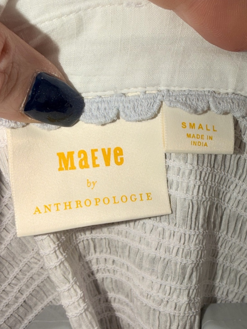 Anthropologie Maeve White Smocked Tunic Blouse - Picture 3 of 10